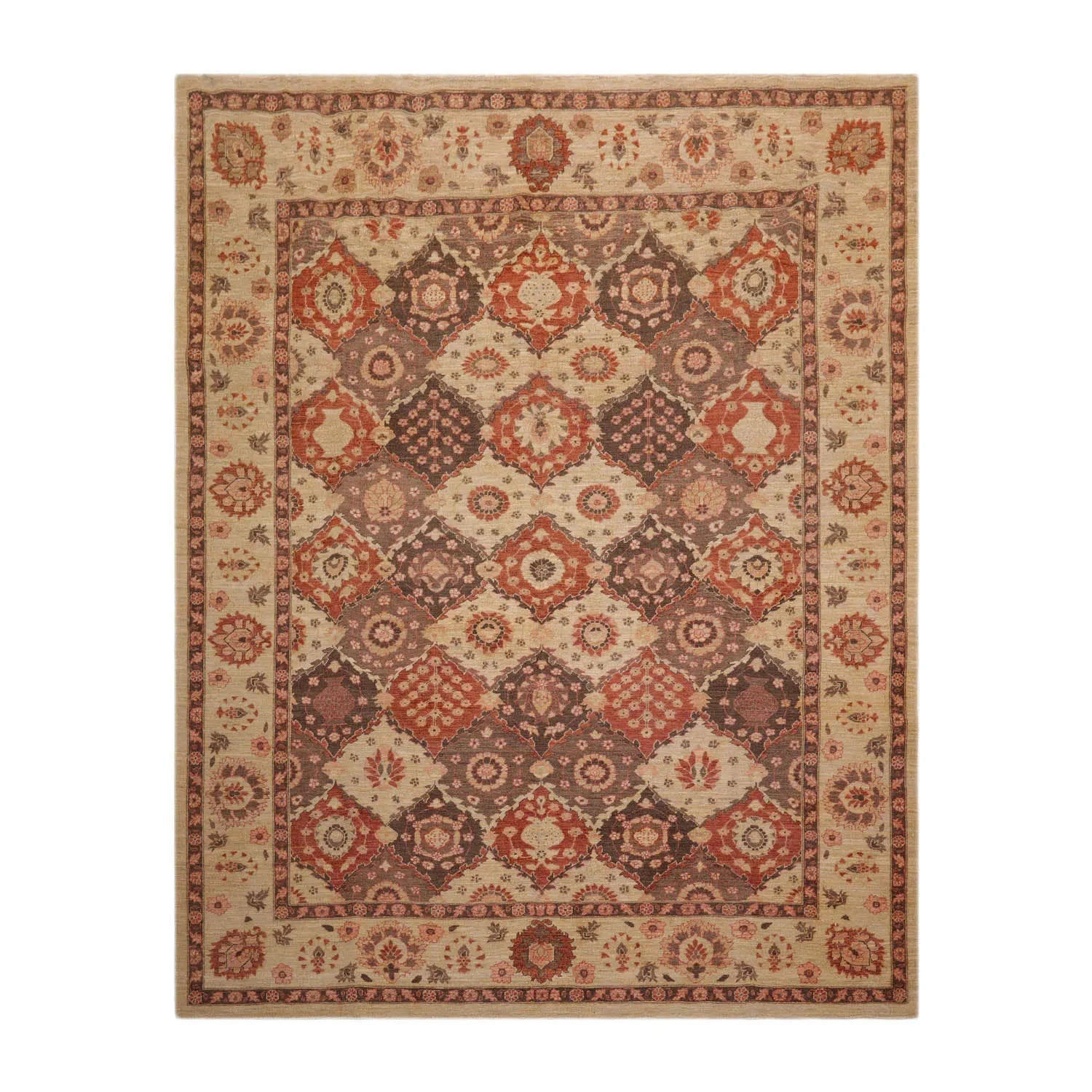 8' 1''x10' 2'' Hand Knotted 100% Wool Peshawar Traditional Oriental Area Rug Tan, Brown Color-1