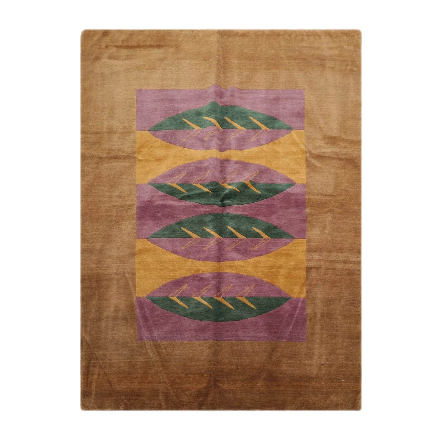 5' 2''x7'Hand Knotted Tibetan 100% Wool Michaelian & Kohlberg Traditional Oriental Area Rug Lavander, Gold Color-1