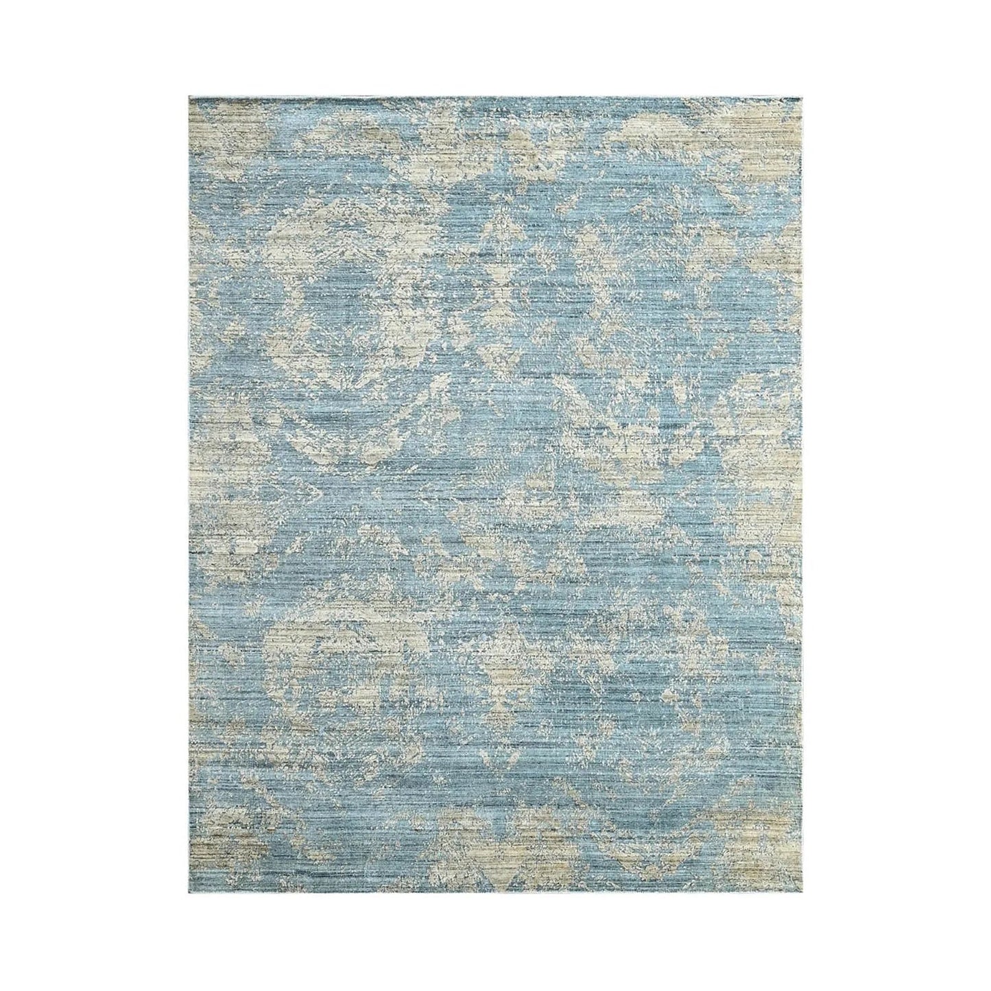 Multi Size Celadon,Beige Hand Knotted Wool/Bamboo Silk Transitional Oriental Area Rug-1