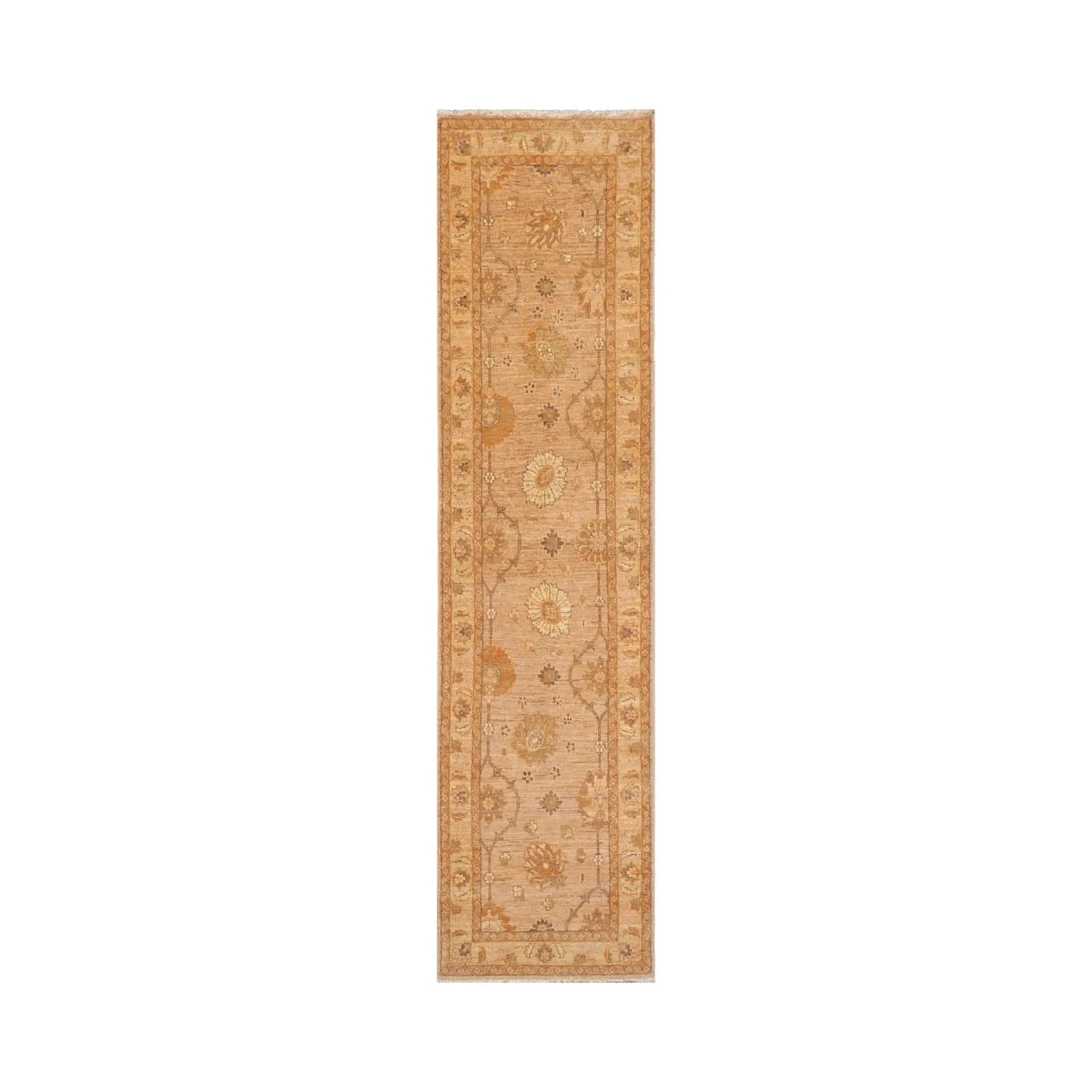 2'8''x10'8'' Tan, Caramel Hand Knotted 100% Wool Peshawar Traditional Oriental Area Rug Runner-1