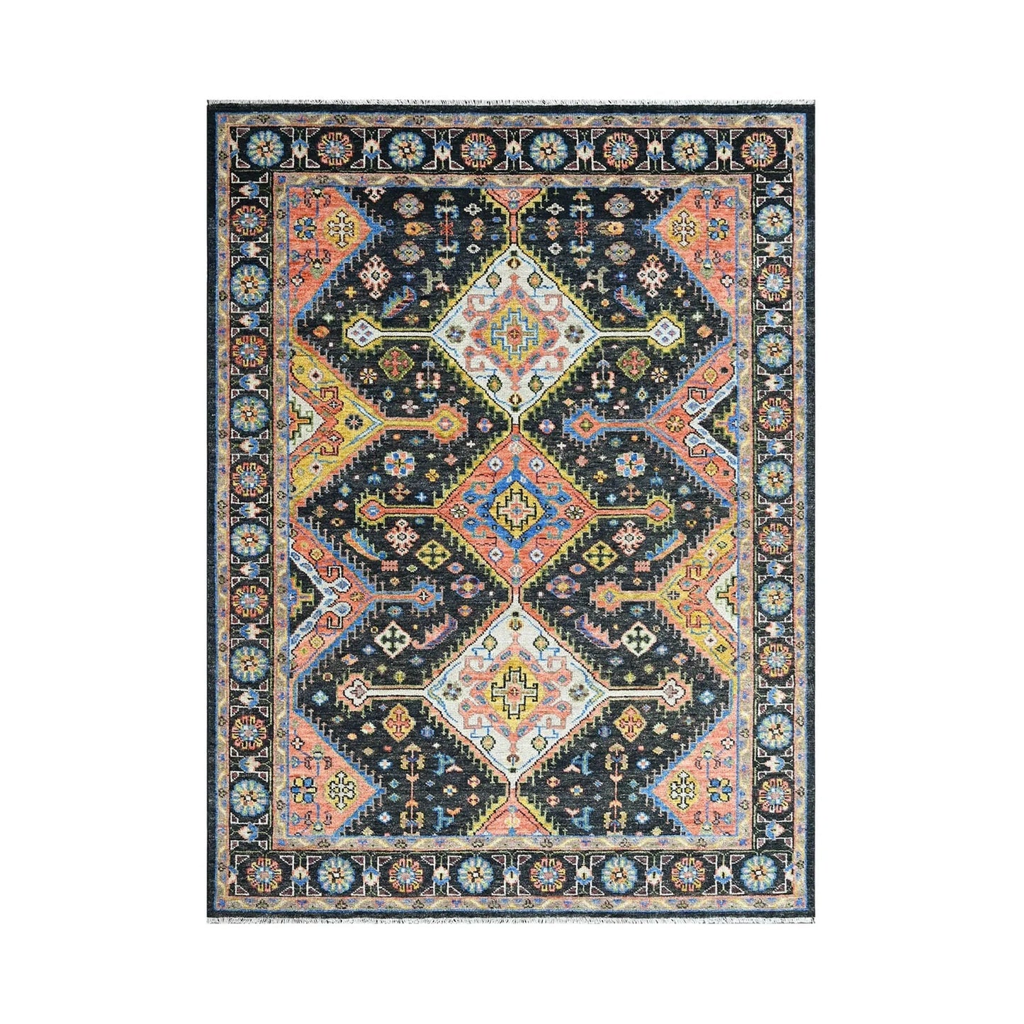 9x12 LoomBloom Charcoal Hand Knotted 100% Wool Turkish Oushak Arts & Crafts Oriental Area Rug-1