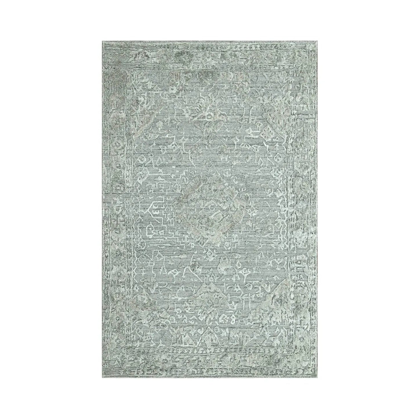 4x6 Tone on Tone Gray Hand Knotted Tibetan Wool/Bamboo Silk Transitional Oriental Area Rug-1