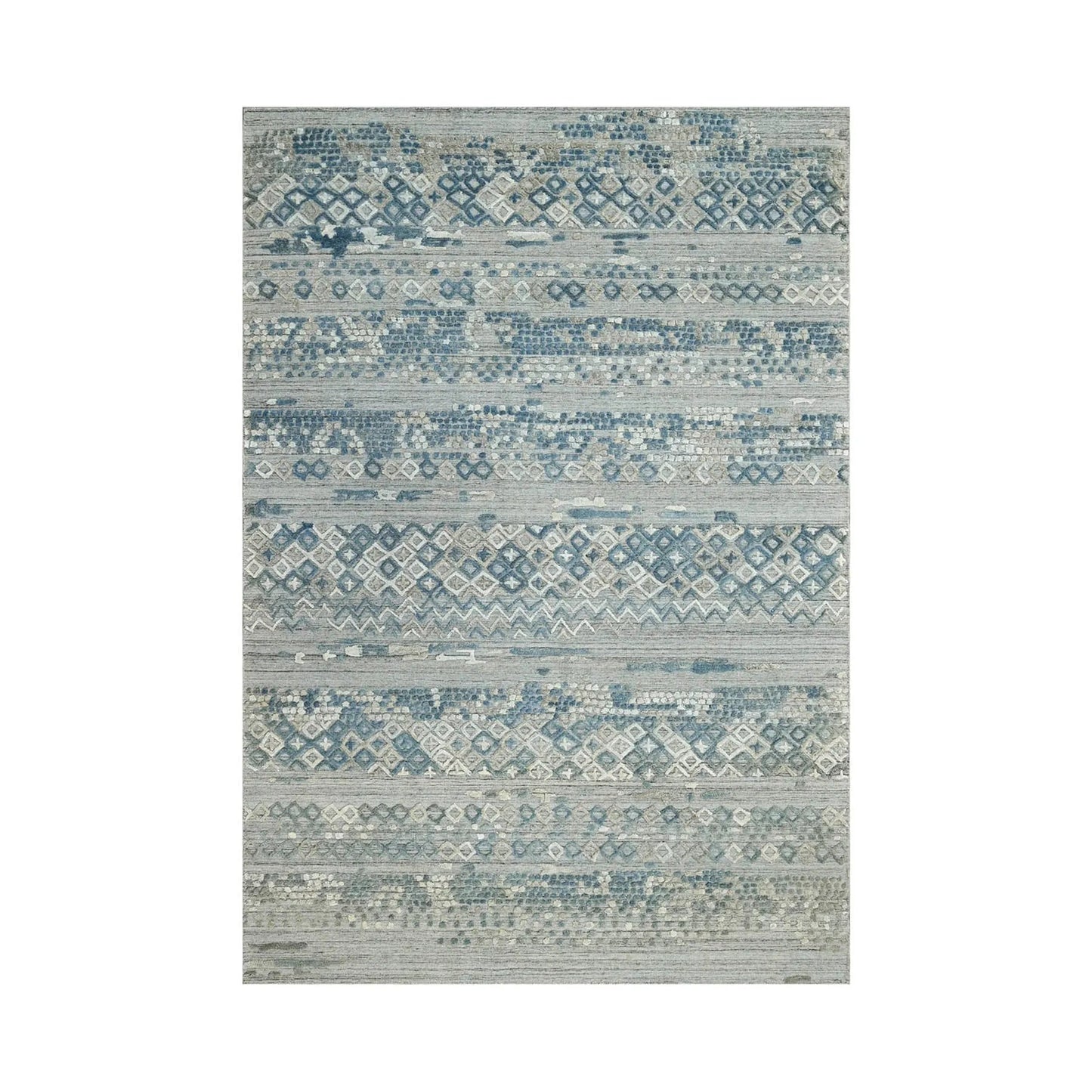 6x9 Gray LoomBloom Hand Knotted Modern & Contemporary Textured Tibetan 100% Wool Oriental Area Rug-1