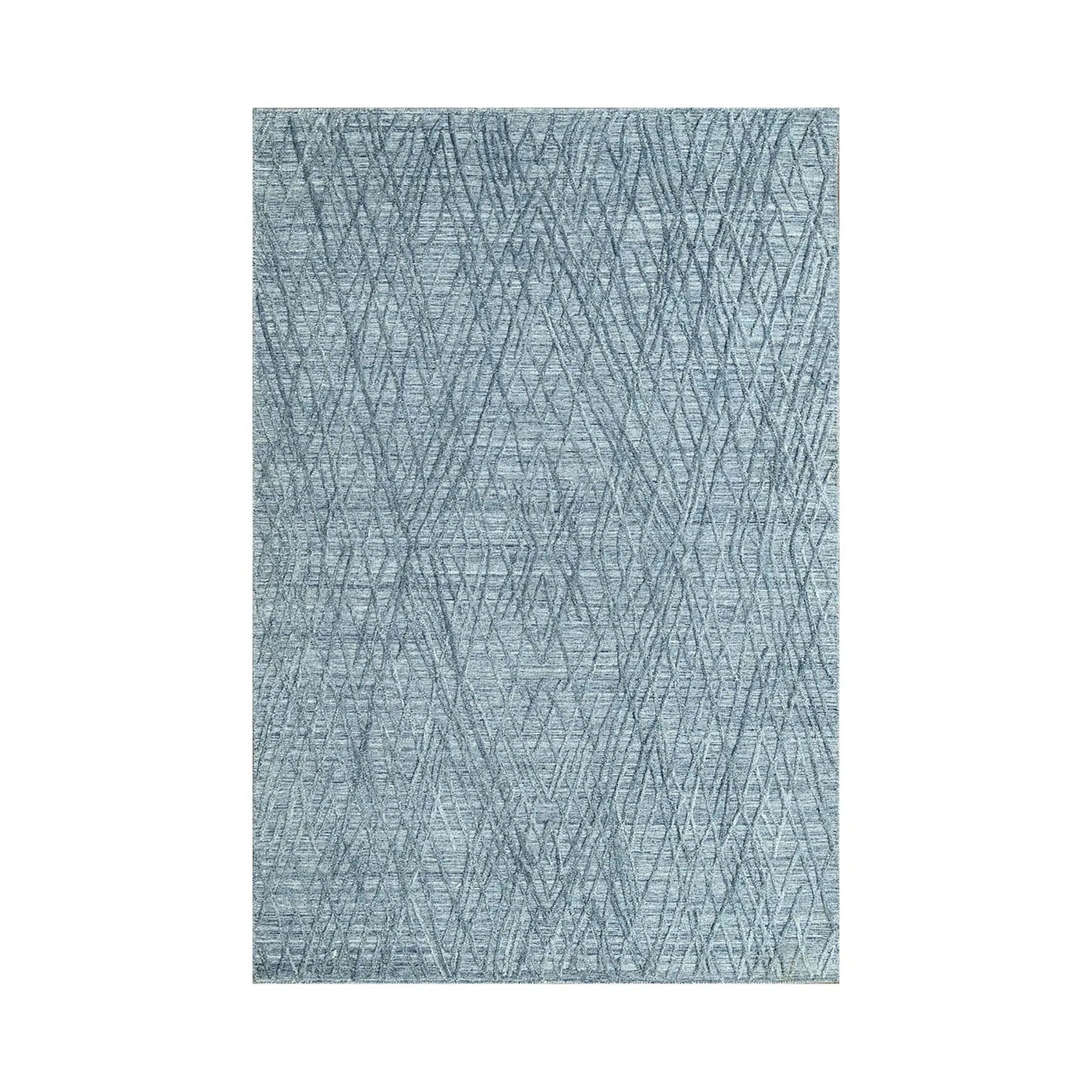 4x6 Blue LoomBloom Hand Knotted Modern & Contemporary Textured Tibetan 100% Wool Oriental Area Rug-1