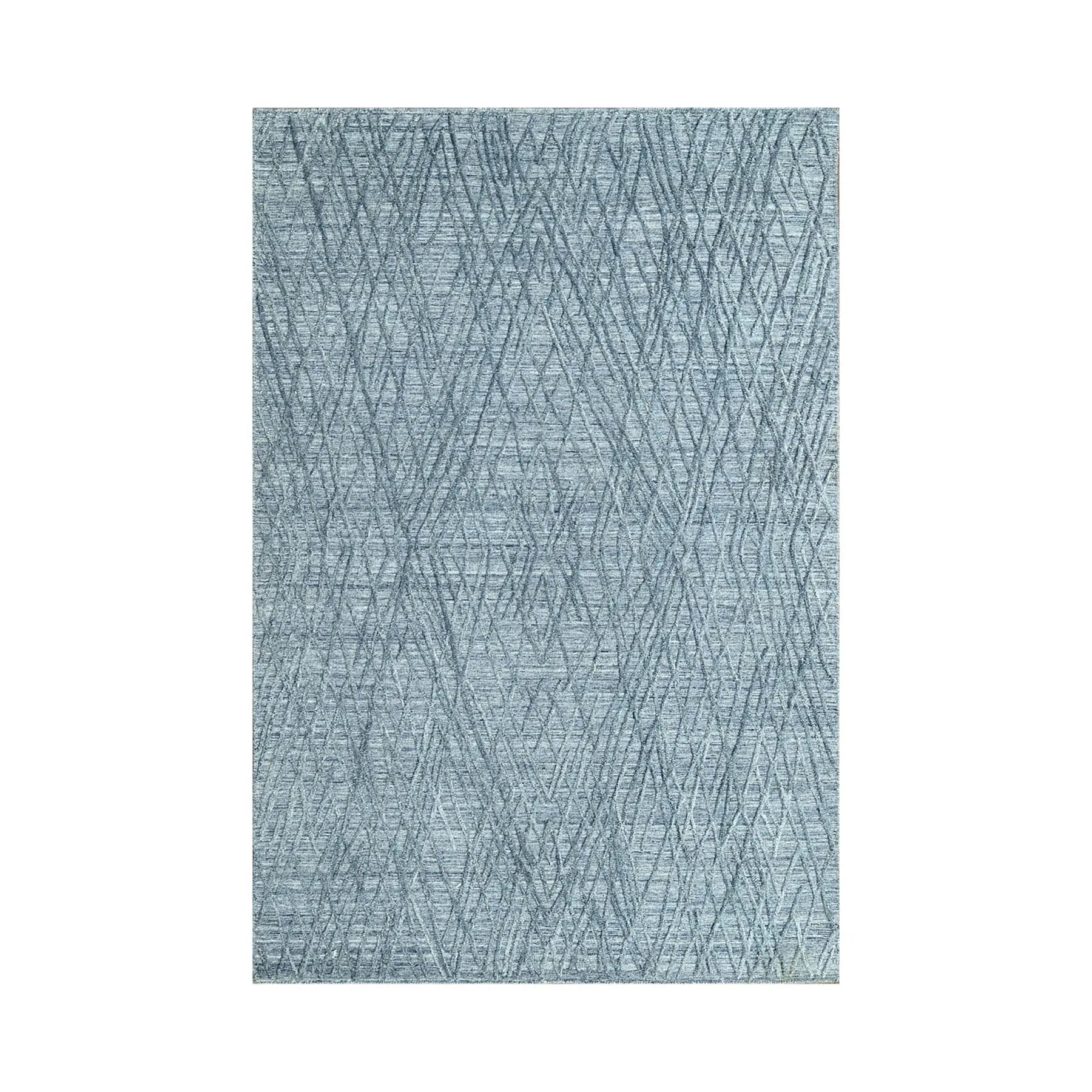 4x6 Blue LoomBloom Hand Knotted Modern & Contemporary Textured Tibetan 100% Wool Oriental Area Rug-1