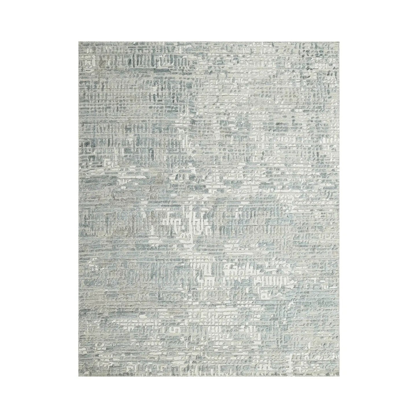 Multi Size Tone On Tone Gray Hand Knotted Tibetan Wool/Bamboo Silk Modern & Contemporary Oriental Area Rug-1