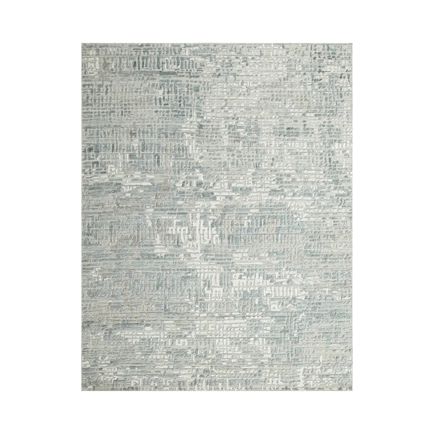 Multi Size Tone On Tone Gray Hand Knotted Tibetan Wool/Bamboo Silk Modern & Contemporary Oriental Area Rug-1