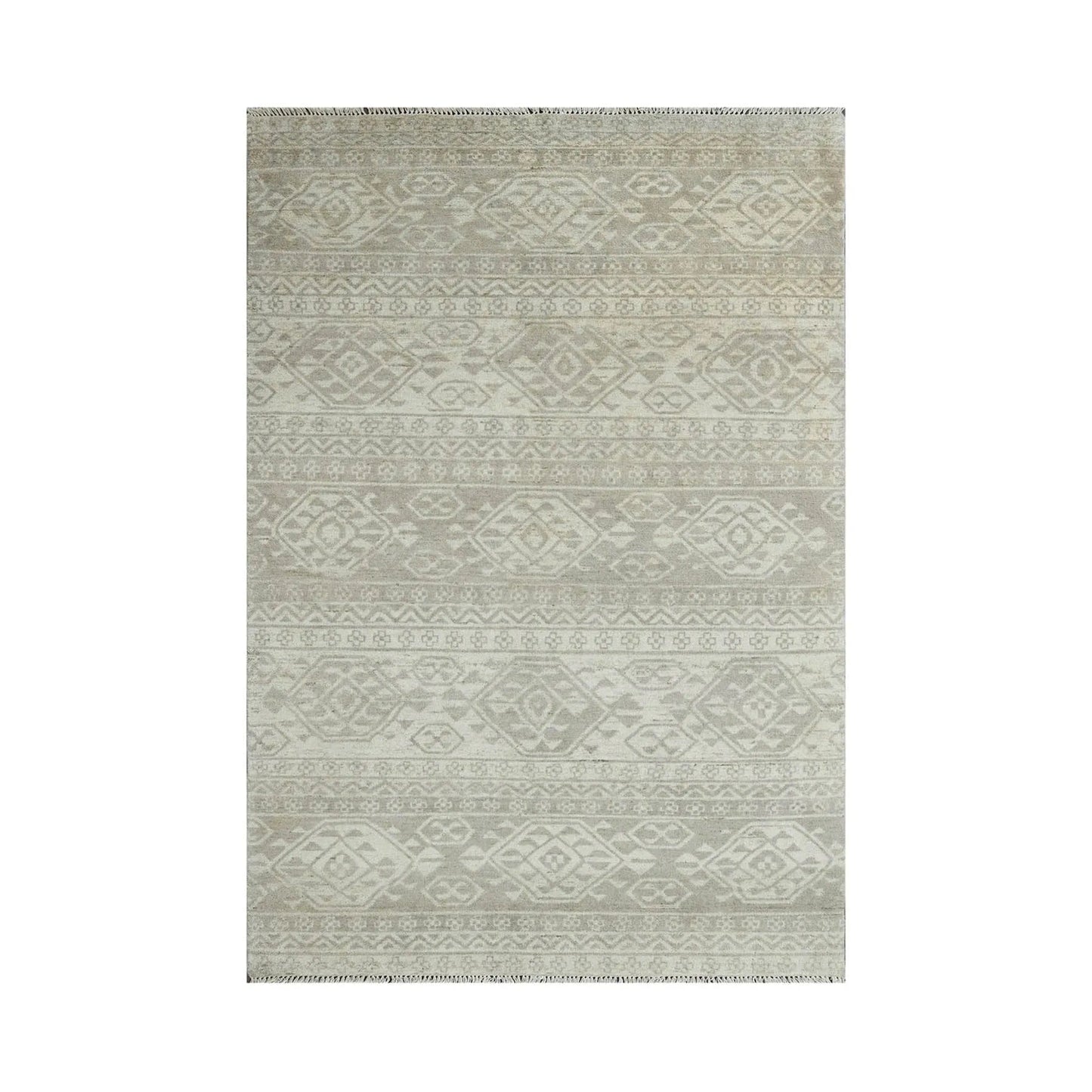 Multi Size Beige LoomBloom Hand Knotted Southwestern Southwestern Oushak 100% Wool Oriental Area Rug-1