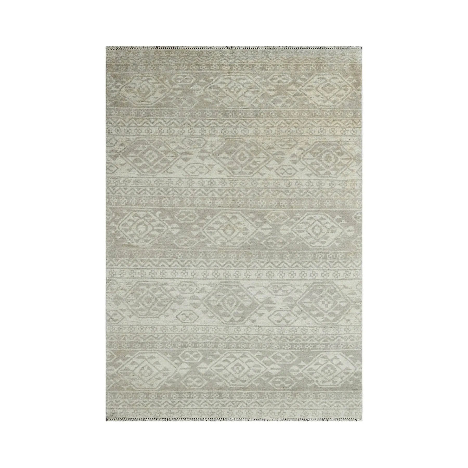 Multi Size Beige LoomBloom Hand Knotted Southwestern Southwestern Oushak 100% Wool Oriental Area Rug-1