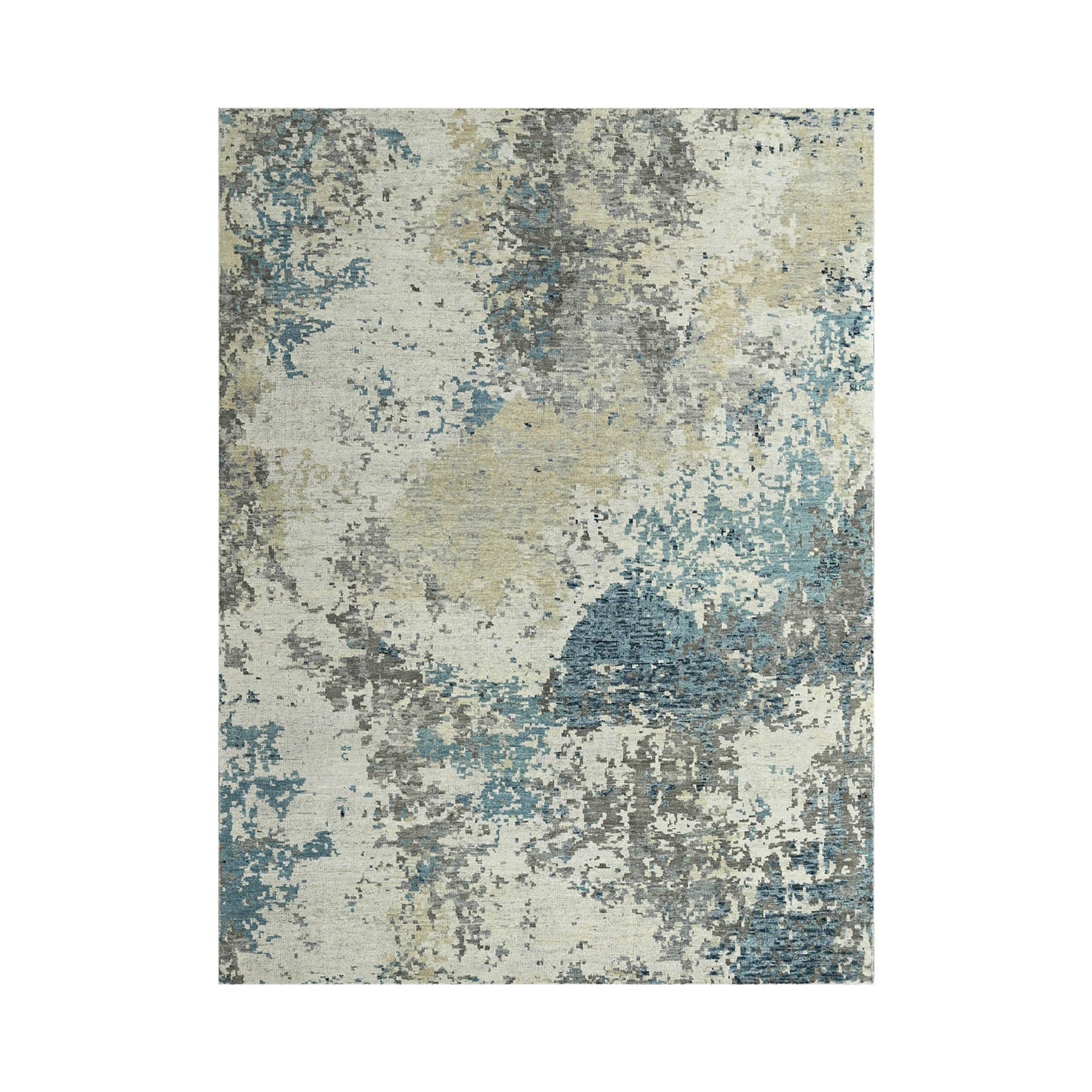 Multi Size Gray LoomBloom Hand Knotted Modern Abstract Tibetan 100% Wool Oriental Area Rug-1