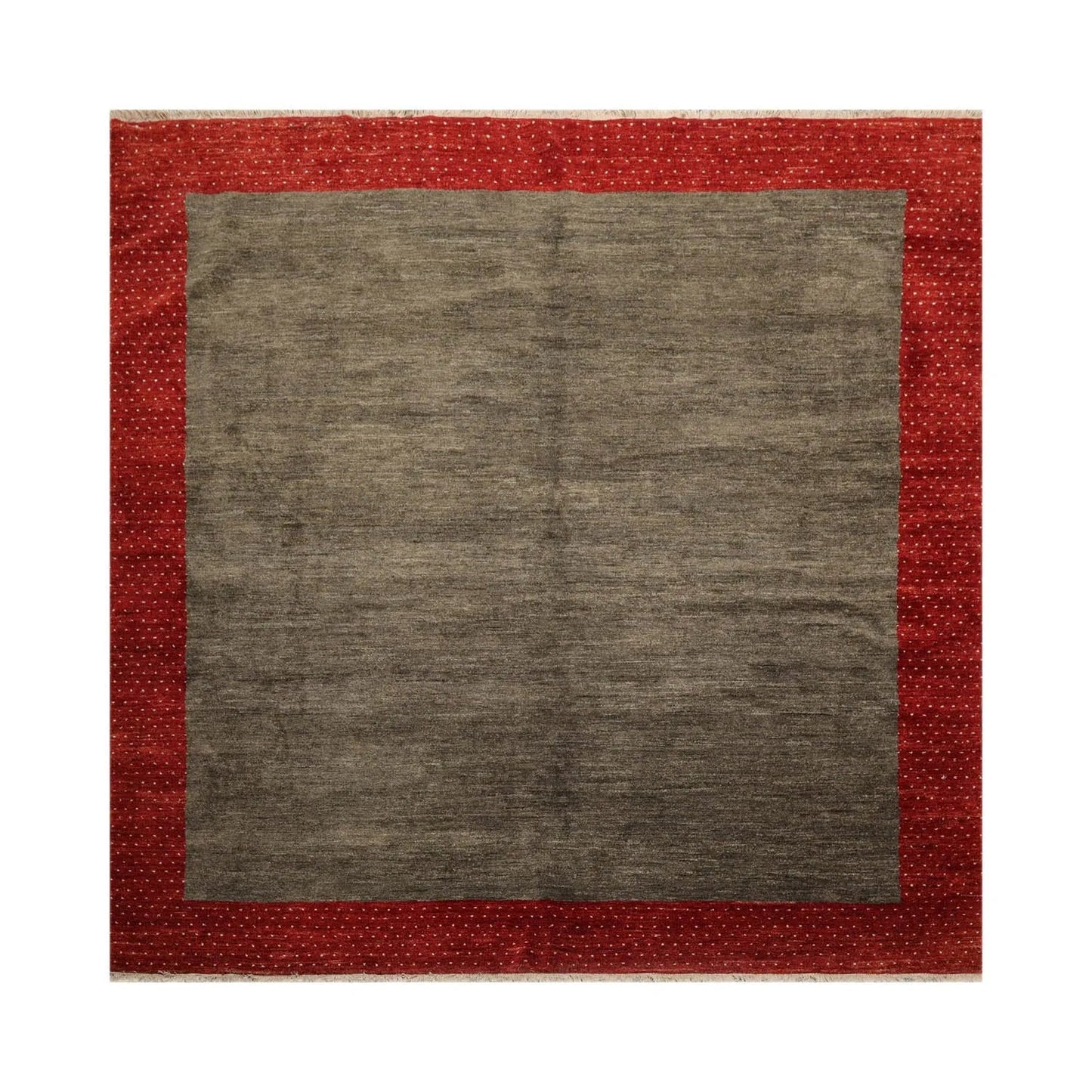 Square Mossy Gray,Rusty Red Hand Knotted Gabbeh 100% Wool Gabbeh Traditional  Oriental Area Rug-1