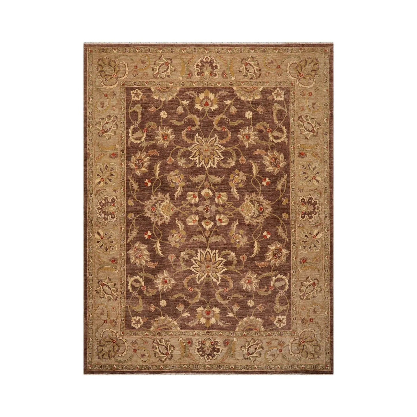 9x12 Brown,Tan Hand Knotted Persian 100% Wool Chobi Peshawar Traditional Oriental Area Rug-1