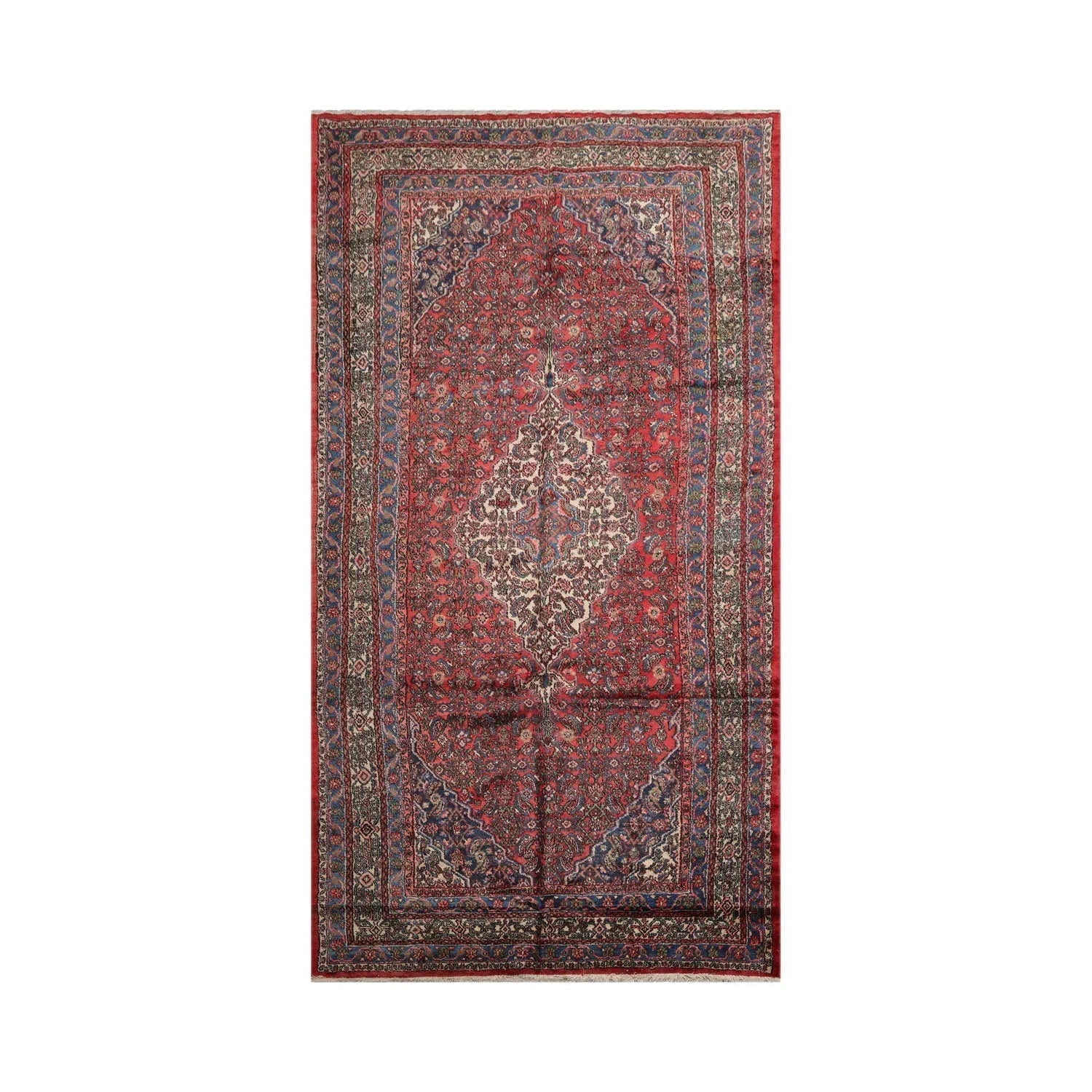 7x13 Coral, Ivory Hand Knotted 100% Wool Tabriz Traditional Oriental Area Rug-1