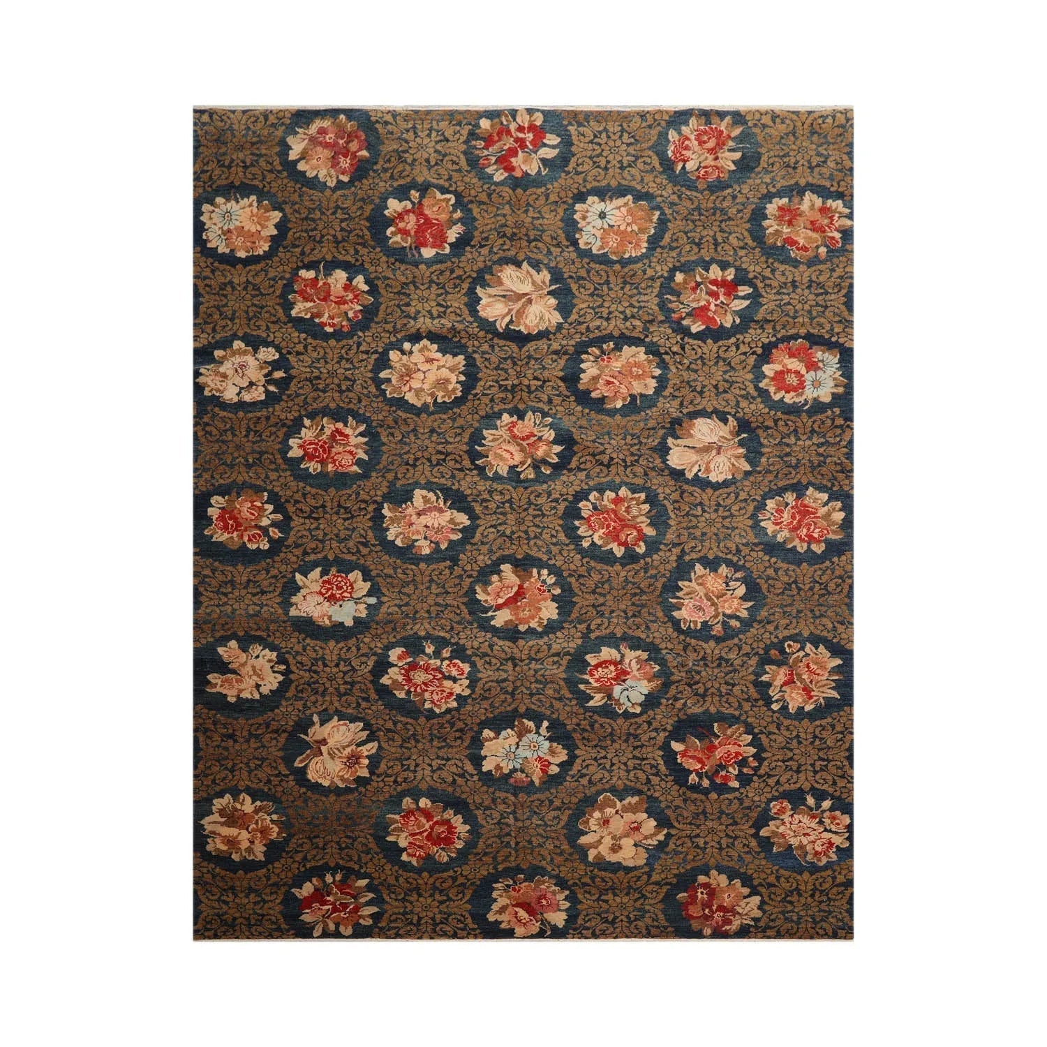 8x10 Blue, Brown Hand Knotted Tibetan 100% Wool Michaelian & Kohlberg Traditional  Oriental Area Rug-1