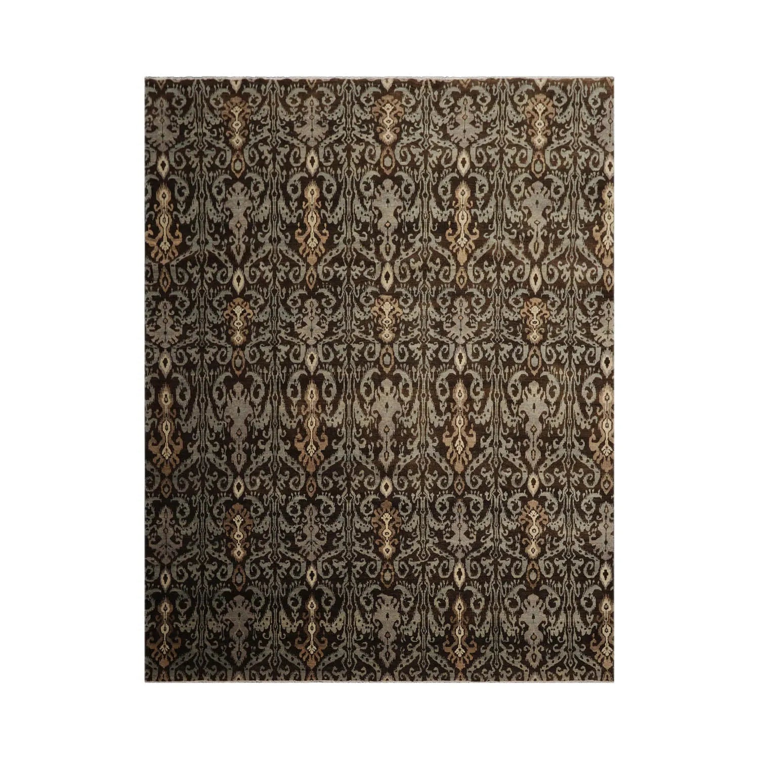 8x10 Brown Hand Knotted Tibetan 100% Wool Transitional Oriental Area Rug-1