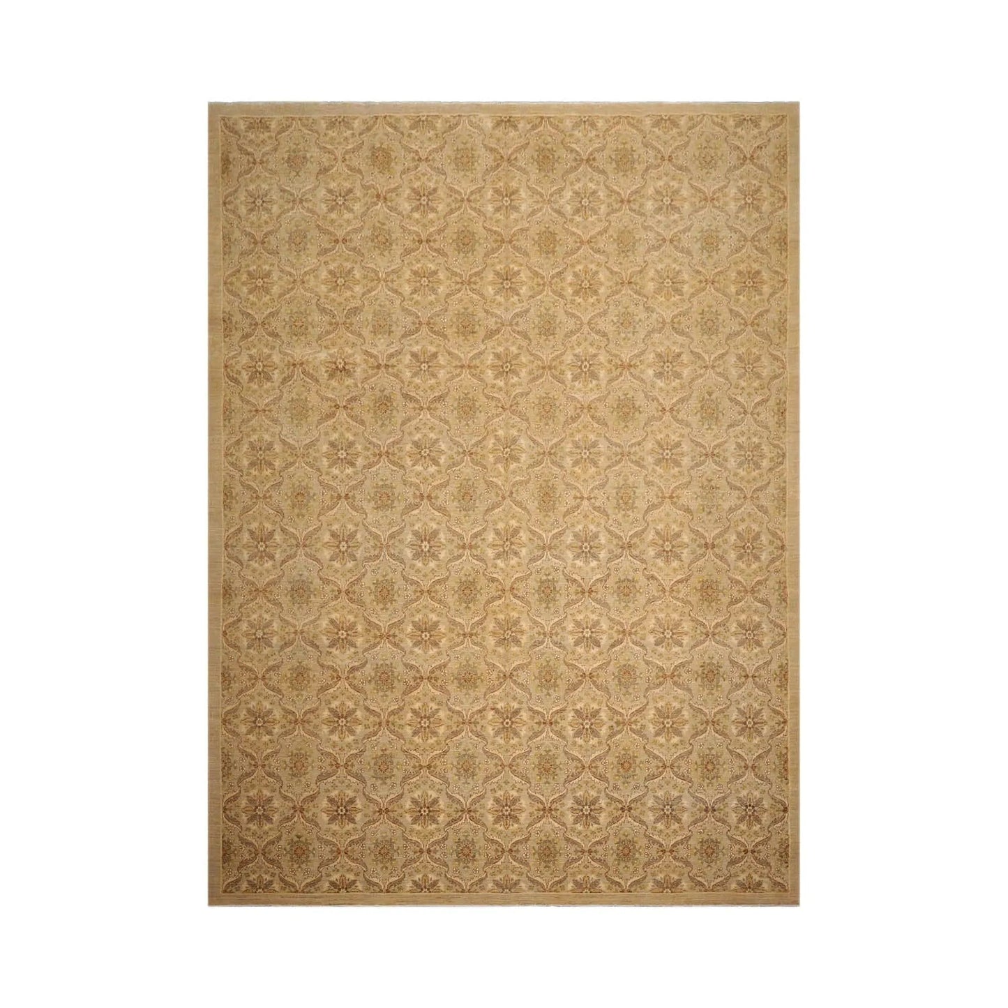 10x14 Tan Hand Knotted 100% Wool Peshawar Traditional Oriental Area Rug-1