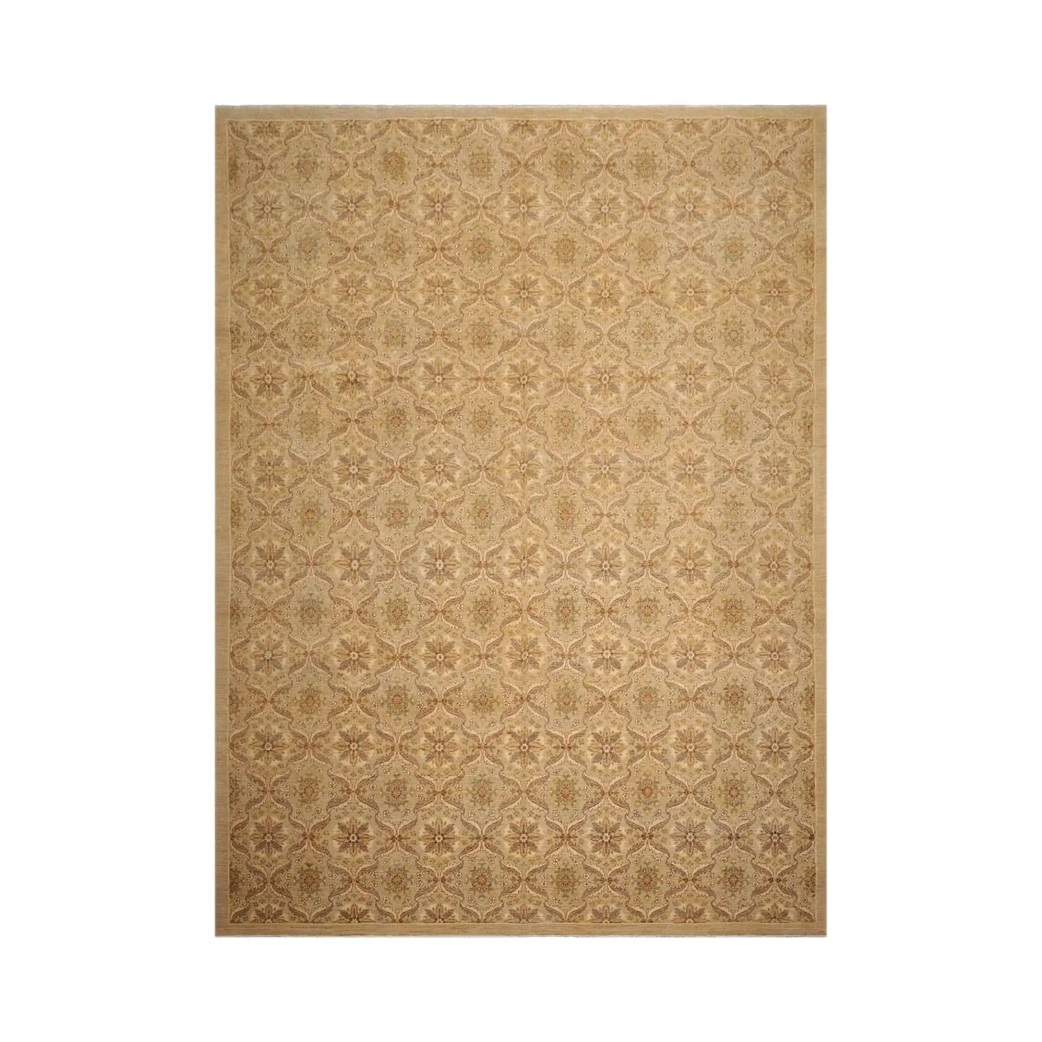 10x14 Tan Hand Knotted 100% Wool Peshawar Traditional Oriental Area Rug-1