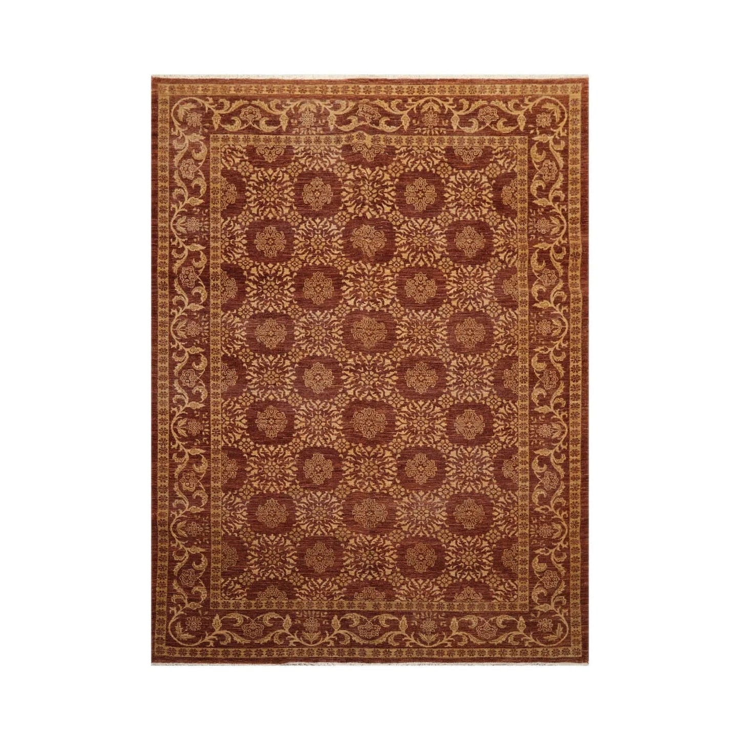 6x9 Brown Hand Knotted 100% Wool Traditional Oriental Area Rug-1