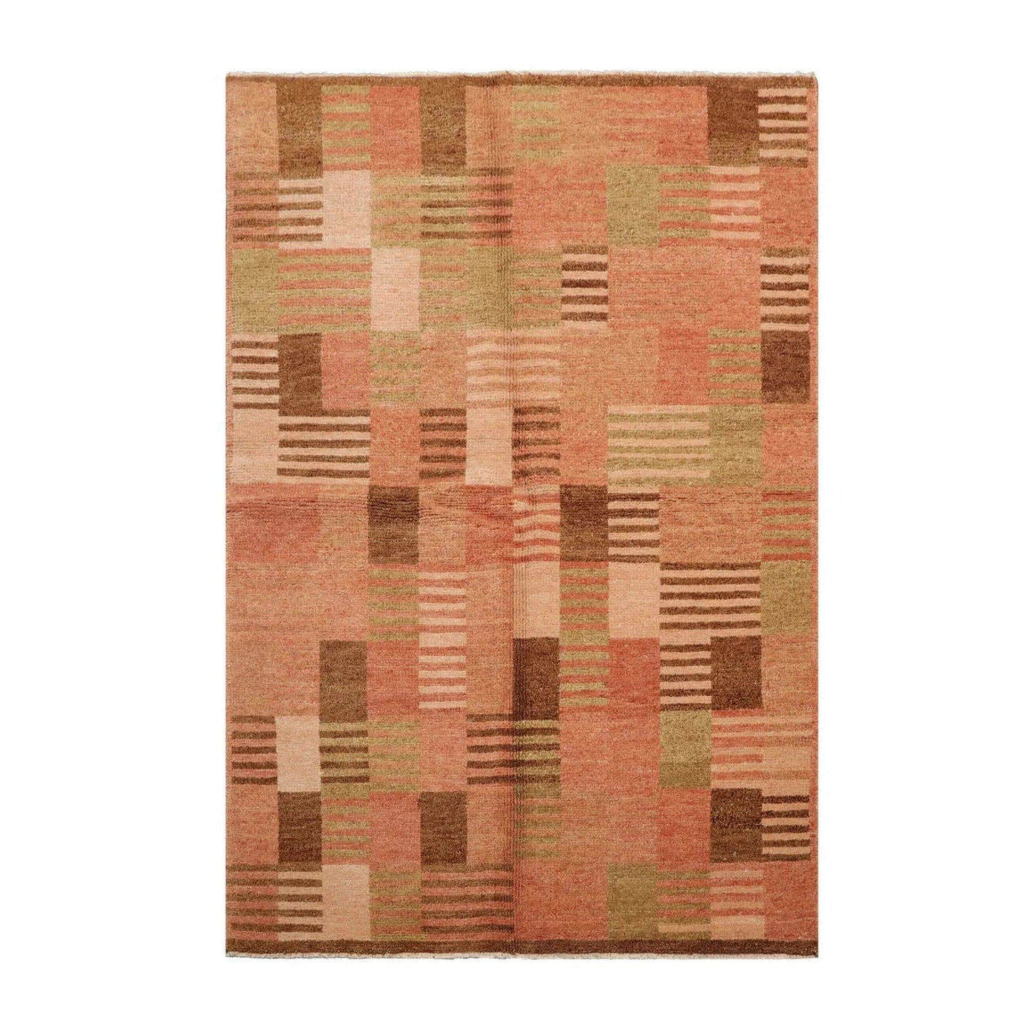 4x6 Rose, Beige Hand Knotted Tibetan 100% Wool Michaelian & Kohlberg Modern & Contemporary Oriental Area Rug-1