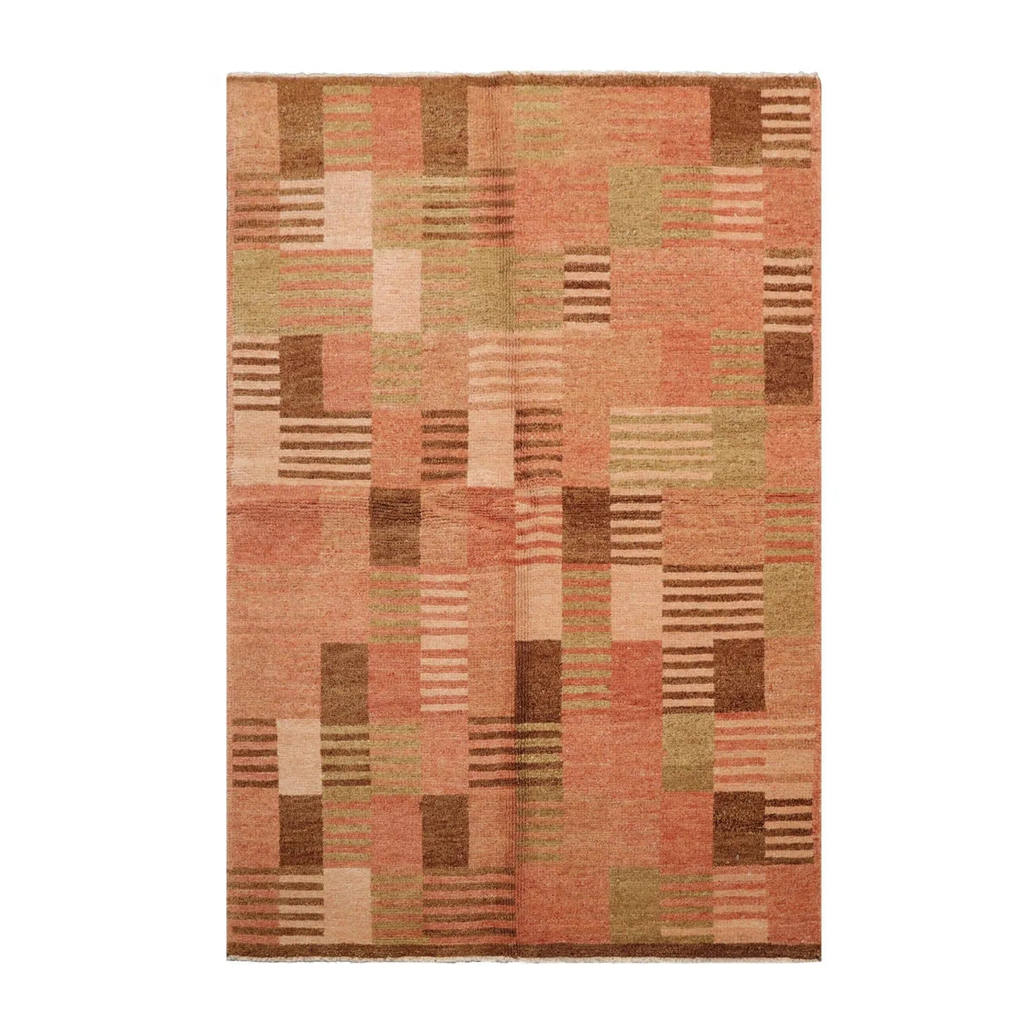 4x6 Rose, Beige Hand Knotted Tibetan 100% Wool Michaelian & Kohlberg Modern & Contemporary Oriental Area Rug-1