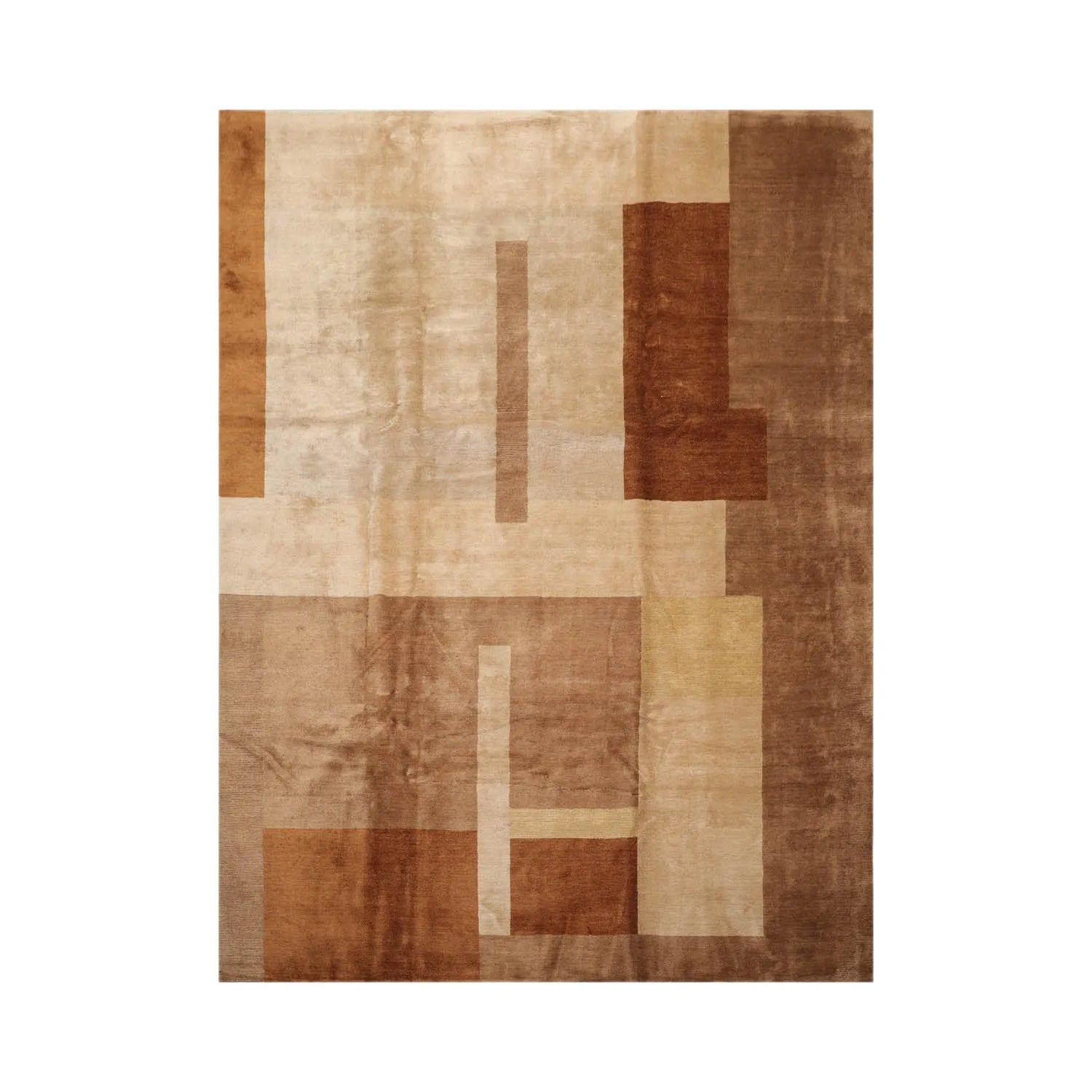 9x12 Beige Hand Knotted Tibetan Wool and Silk Michaelian & Kohlberg Modern & Contemporary Oriental Area Rug-1