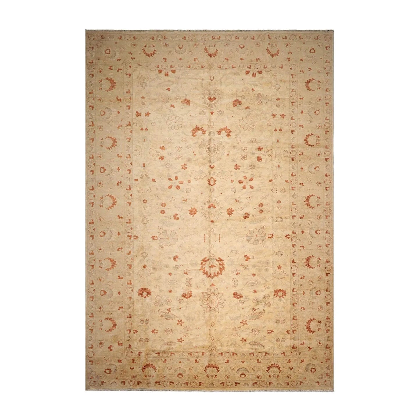 12'1"x17'9" Palace Beige Hand Knotted Oushak 100% Wool Traditional Oriental Area Rug-1