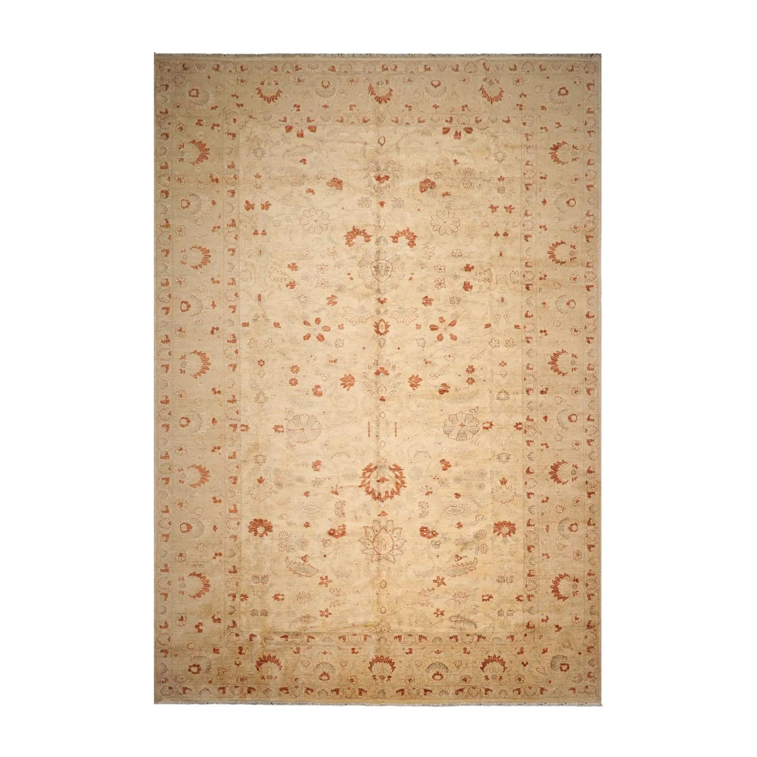 12'1"x17'9" Palace Beige Hand Knotted Oushak 100% Wool Traditional Oriental Area Rug-1