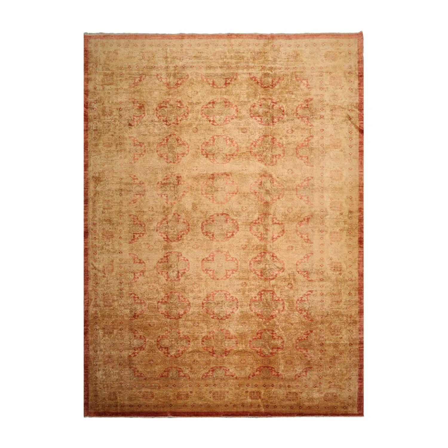 10x14 Gold Hand Knotted Afghan  Oushak  100% Wool Oushak Traditional Oriental Area Rug-1