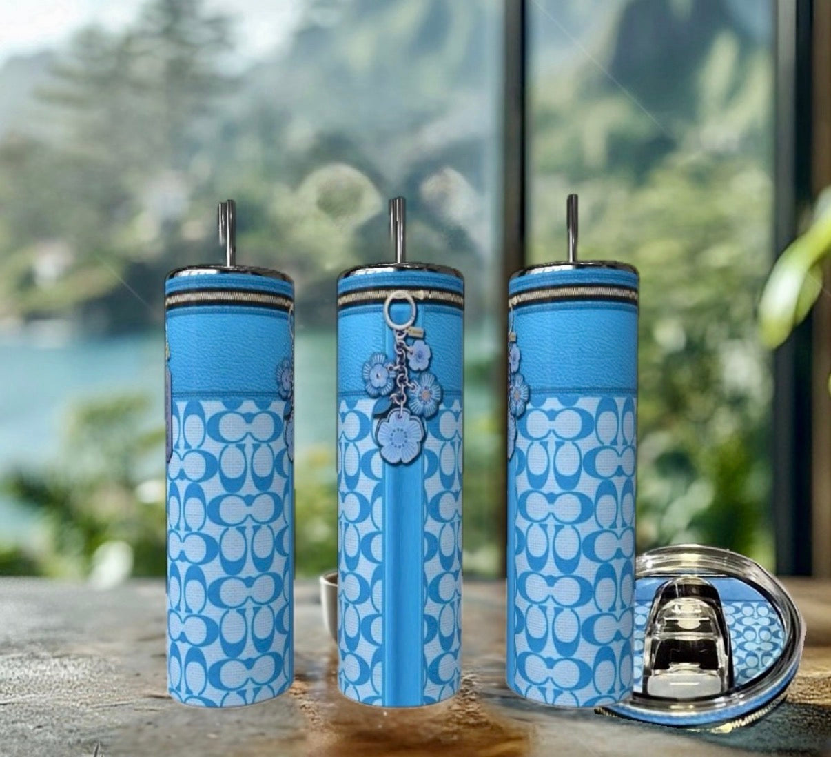 Blue Charmed Tumbler with Matching Lid - Luxe Bundle