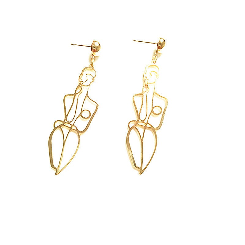 Human body contour shaped earrings, personalized exaggerated temperament earrings, fashionable and creative accessories