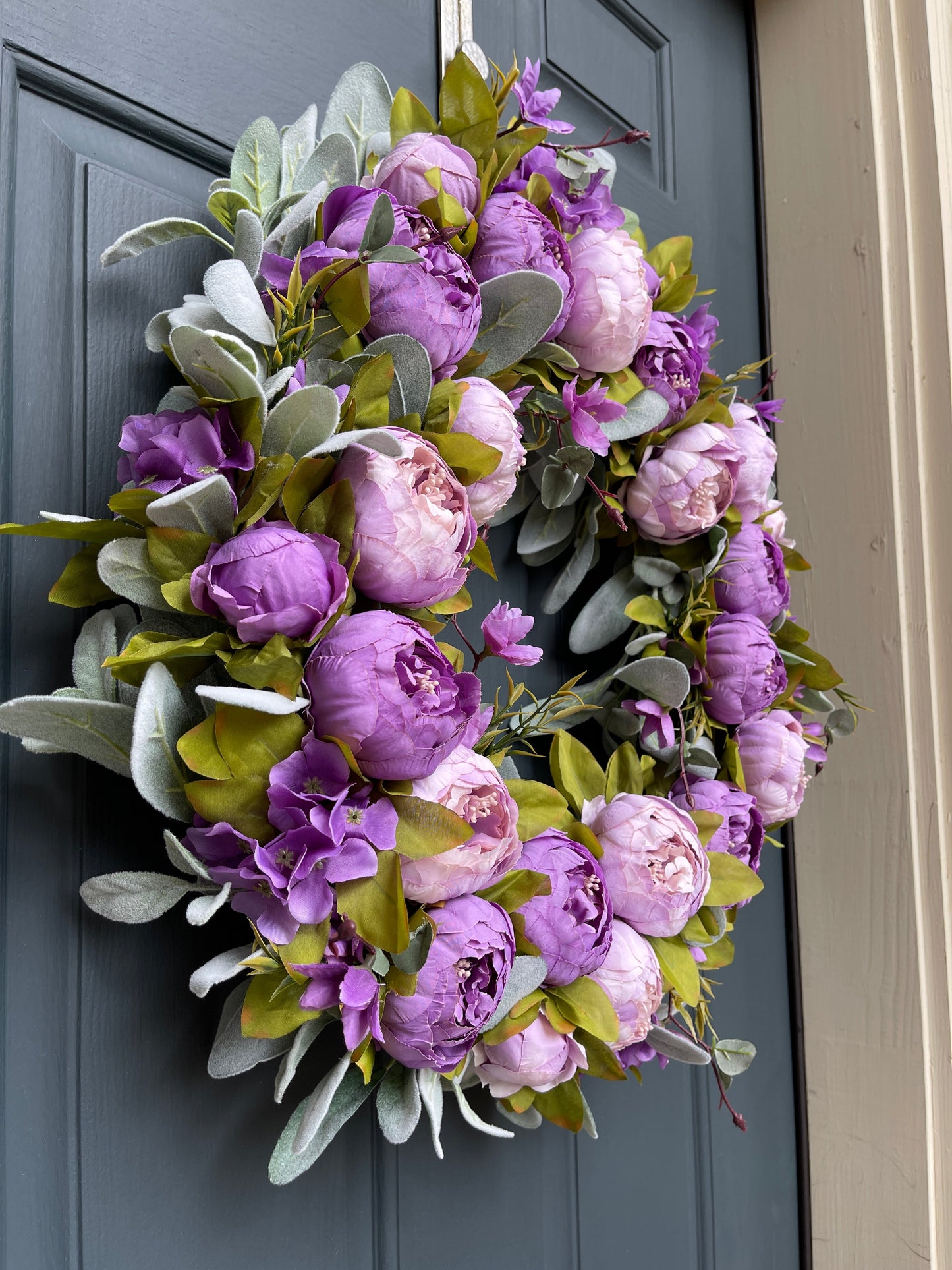 Purple Peony Spring Wreath