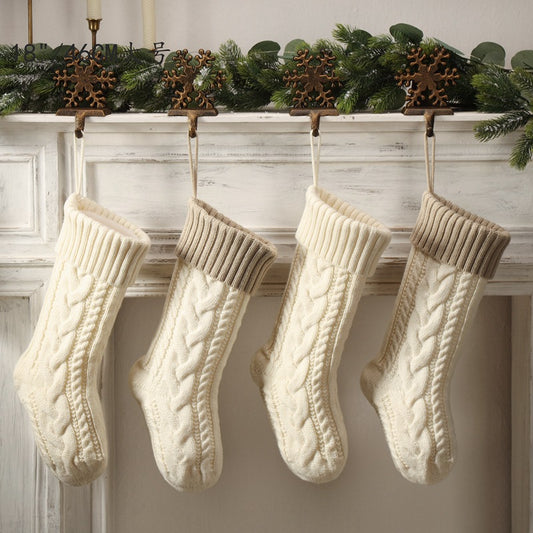Christmas Gift Bag Decorative Socks Christmas Socks Hanging Pieces Color Matching Large Staggered Fried Dough Twists Large Capacity Gift Bag