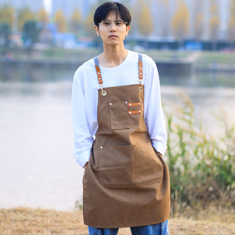 Cowboy Thick Canvas Apron Work Clothes Printing