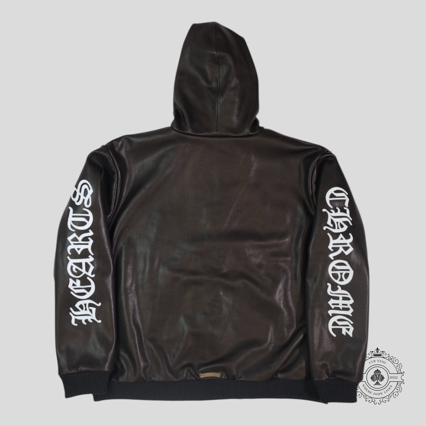 Chrome Hearts Leather Zip Up Hoodie in Black