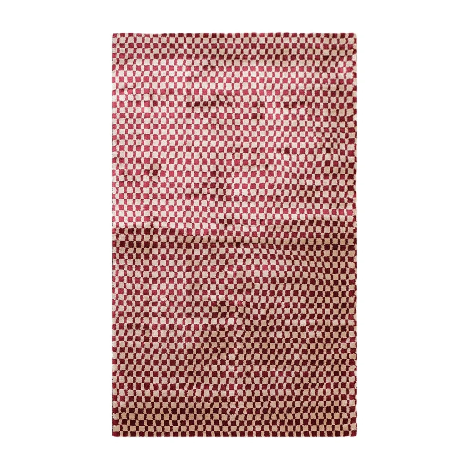 3 x 5 Hand Tufted Bamboo Silk Oriental Area Rug Cranberry, Beige Color-0