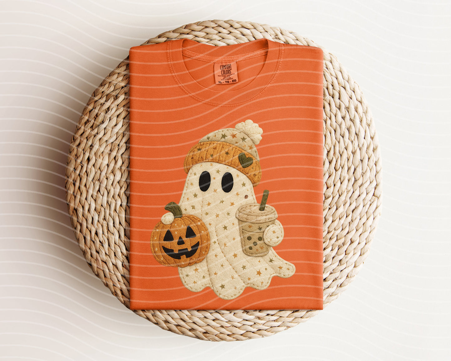 Faux Embroidered Coffee Ghost Graphic Tee