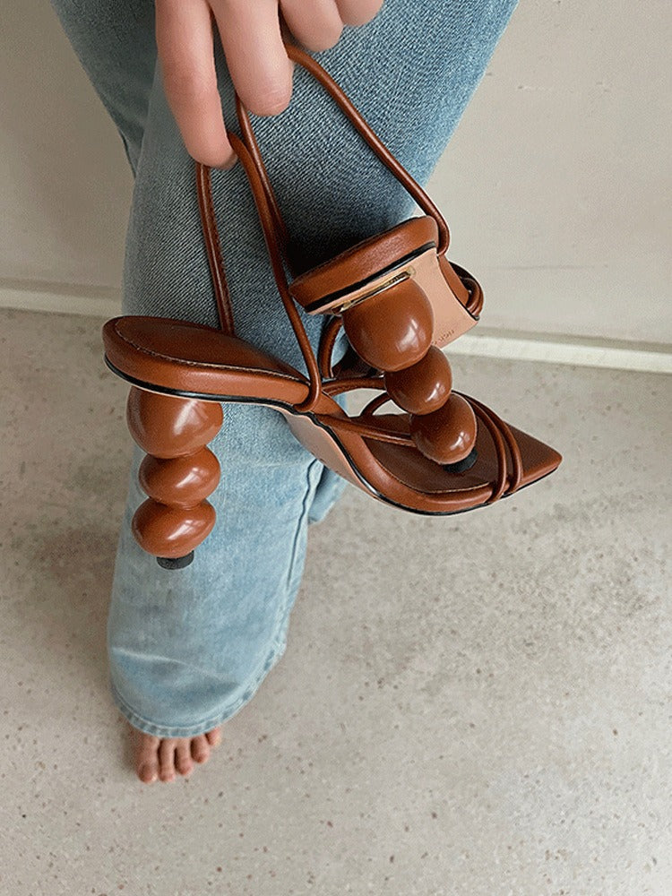 Women's Summer High Heel Open Toe Irregular Heel Slippers