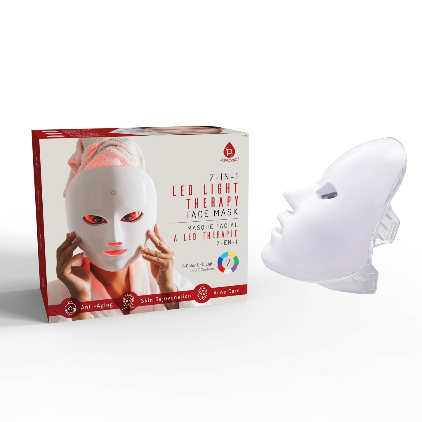 Ultimate Recovery & Radiance: Pursonic Red Light Therapy Neck Wrap & 7-in-1 LED Face Mask-4