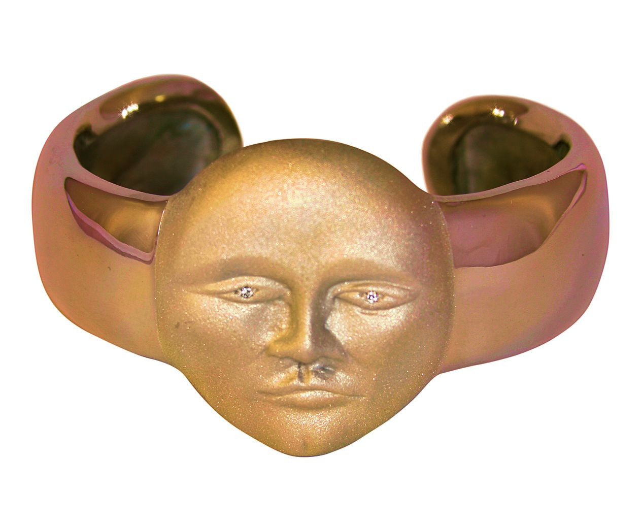 Someone to Watch Over Me- Face Earrings, Diamond Eyes 18K gold-nickle size-6