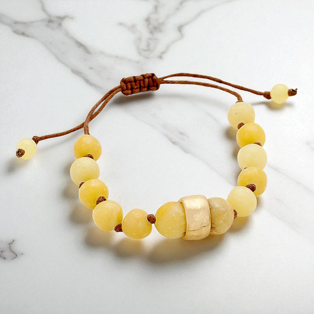 Beaded Adjustable Cinch Pull Tie Bracelet