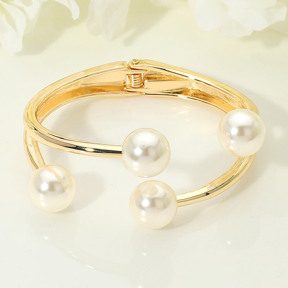 Pearl Tip Hinged Bangle Bracelet
