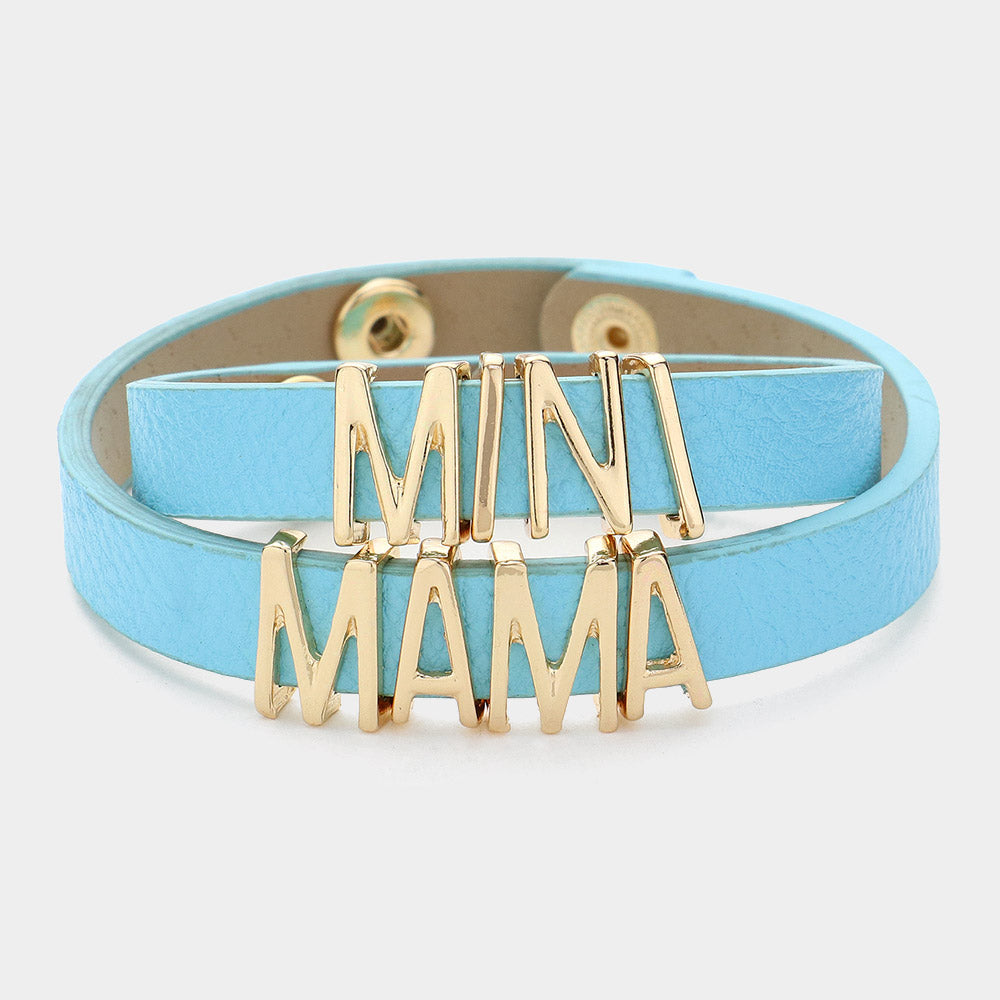 2PCS - MINI MAMA Message Faux Leather Button Snap Bracelets Set