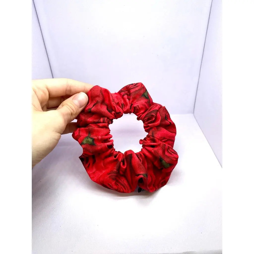 Mini Red Roses Valentine's Day Scrunchie