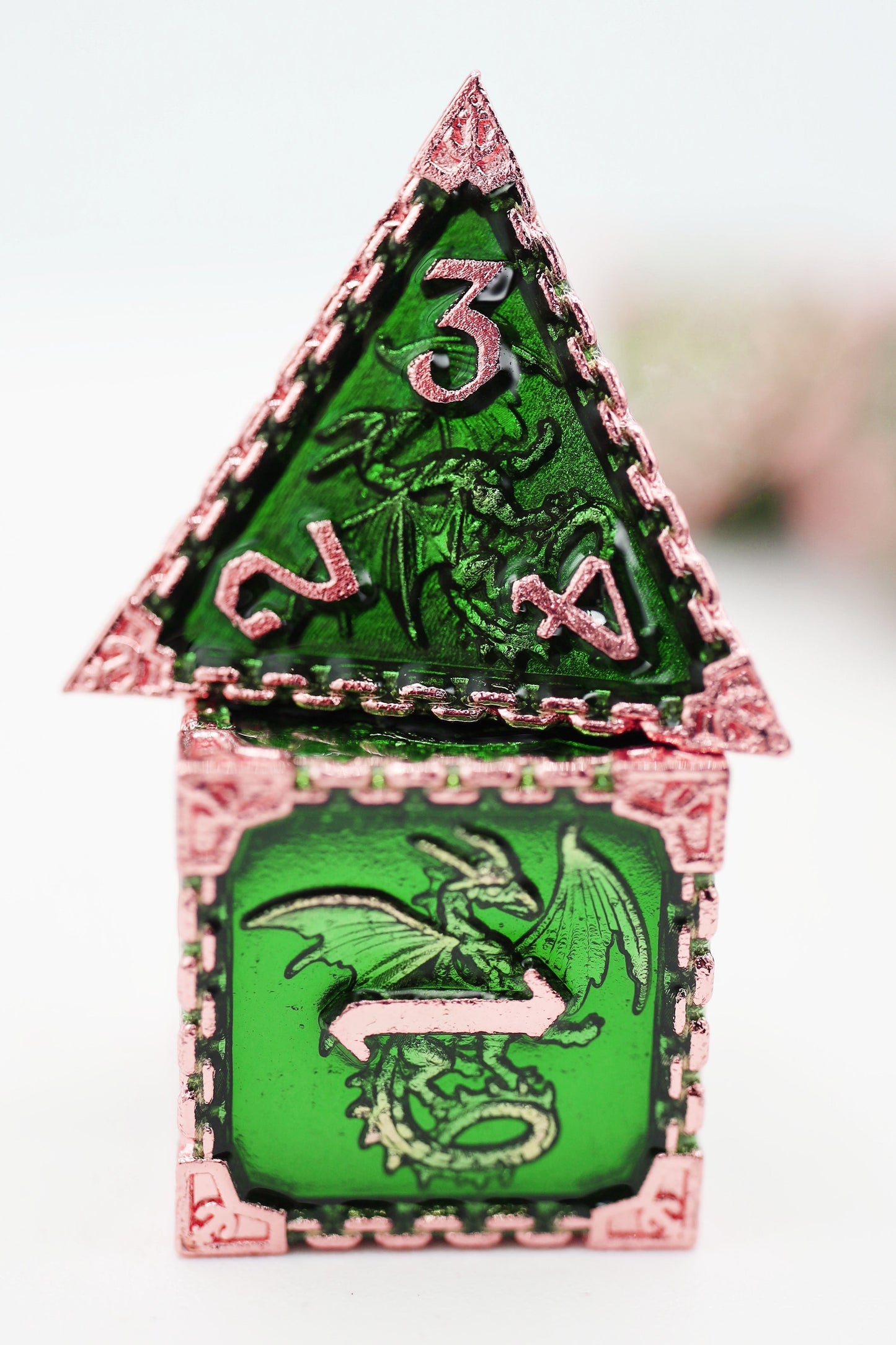 Chained Dragon: Forest - Metal RPG Dice Set