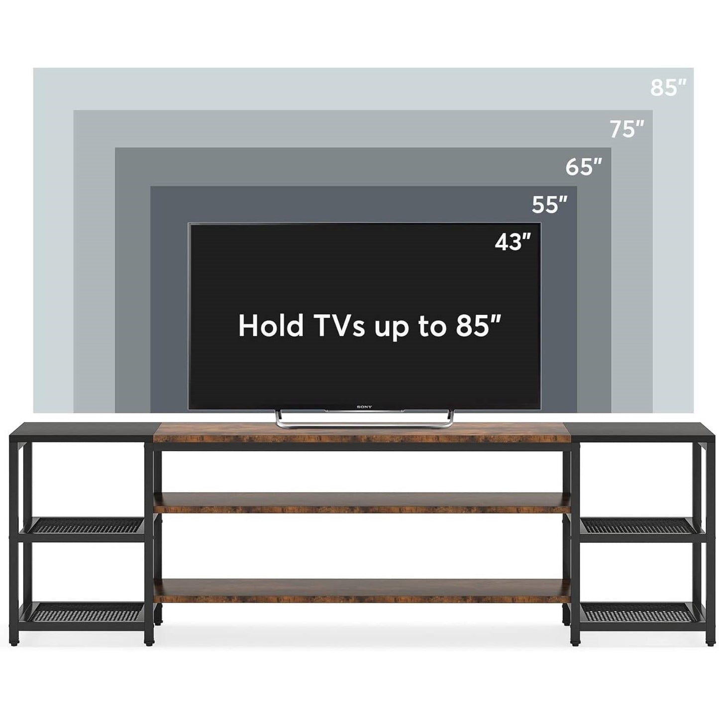 Modern Industrial Metal Wood TV Stand Entertainment Center for TV up to 85-inch-3