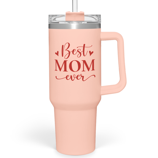 Mom Gifts Best Mom Ever Tumbler Stainless Steel 40oz with Handle Insulated Travel Cup - Mom Travel Coffee, Mother's Day Christmas Birthday Gifts from Son Daughter