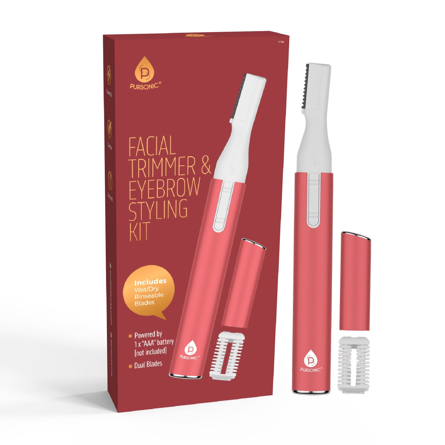 Precision Beauty Duo: Painless Electric Shaver - The Claudine Collection & Pursonic Facial Trimmer & Eyebrow Styling Kit-1