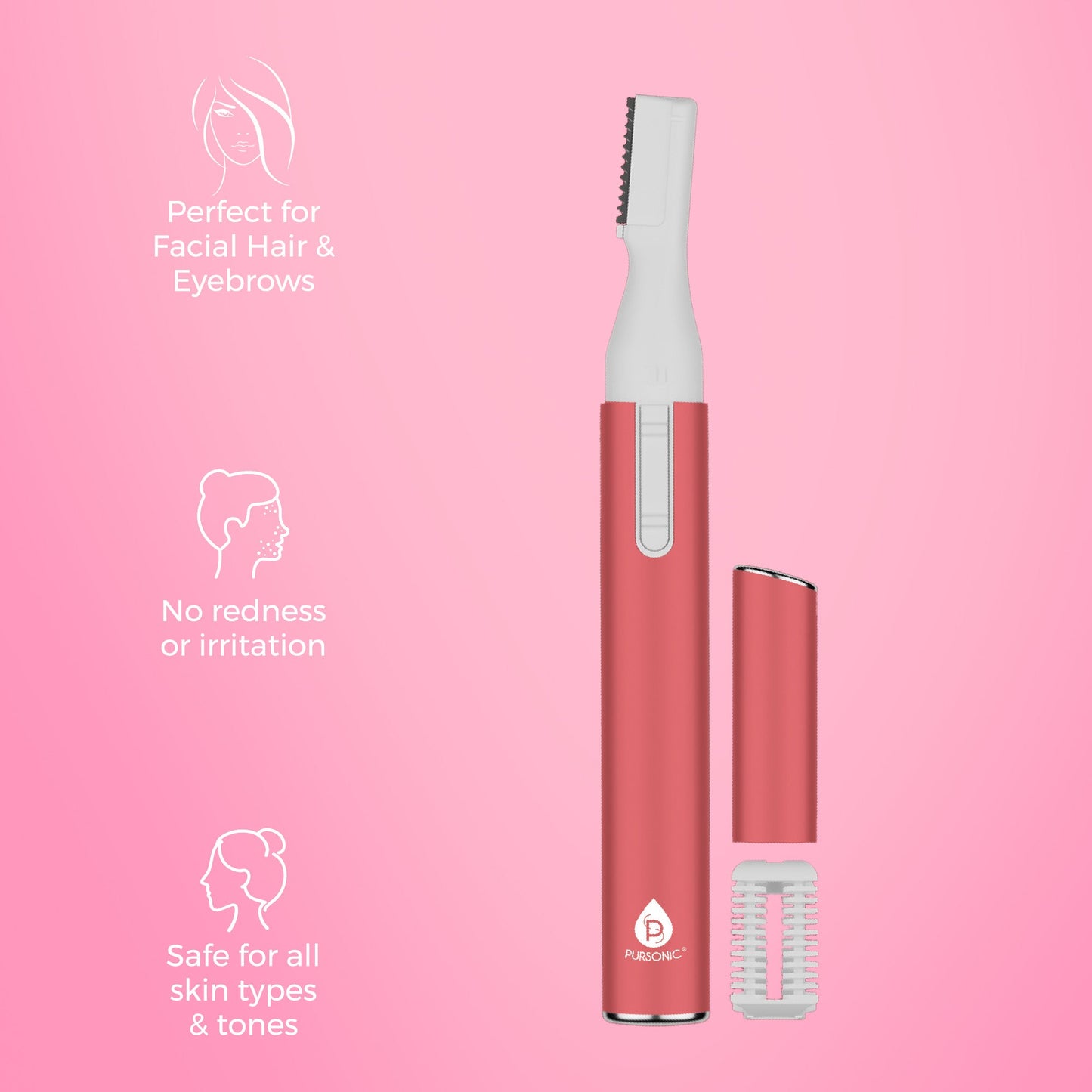 Precision Beauty Duo: Painless Electric Shaver - The Claudine Collection & Pursonic Facial Trimmer & Eyebrow Styling Kit-2