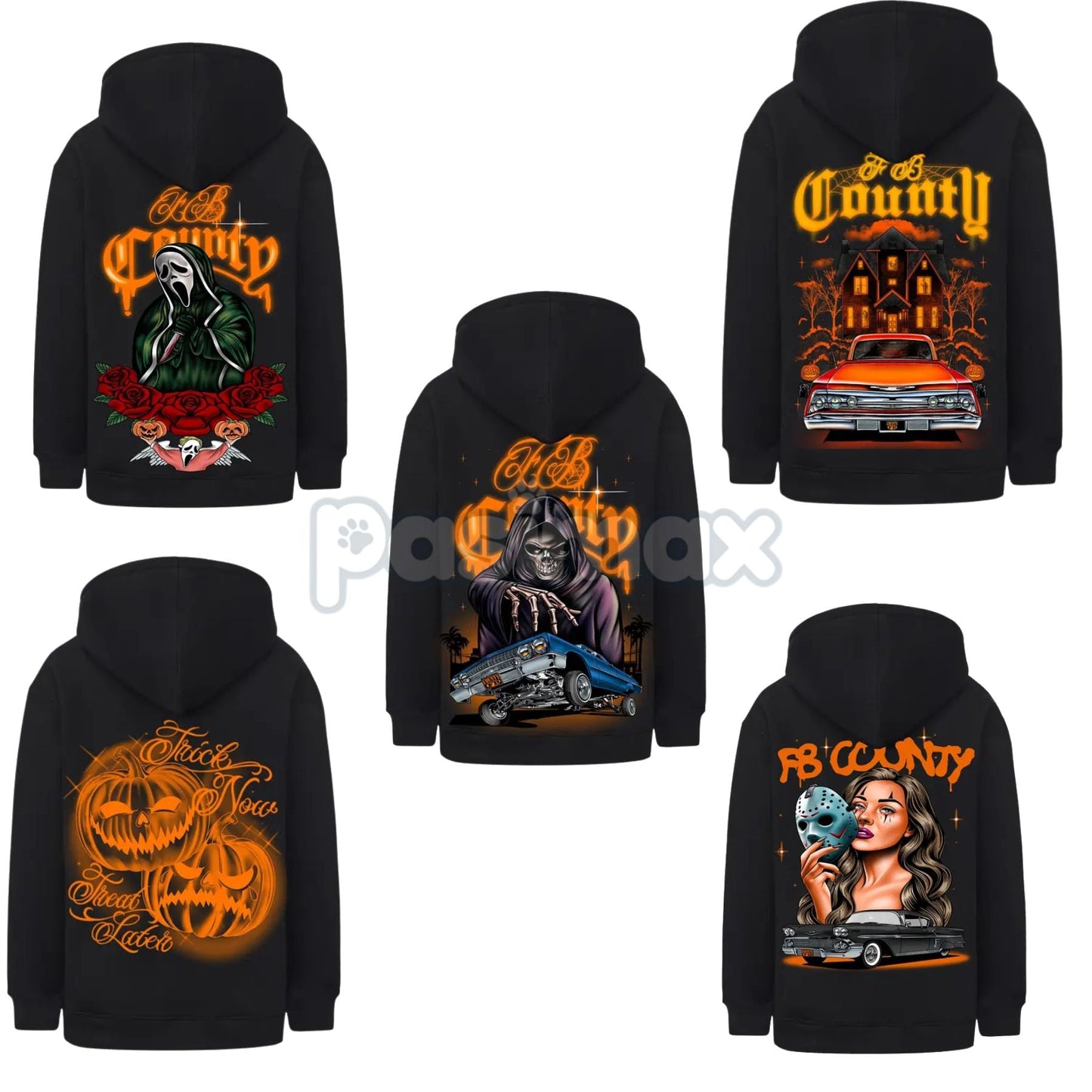 FB County Heavyweight Oversized Halloween Graphic Hoodie – Pullover Streetwear, Unisex Fall Apparel