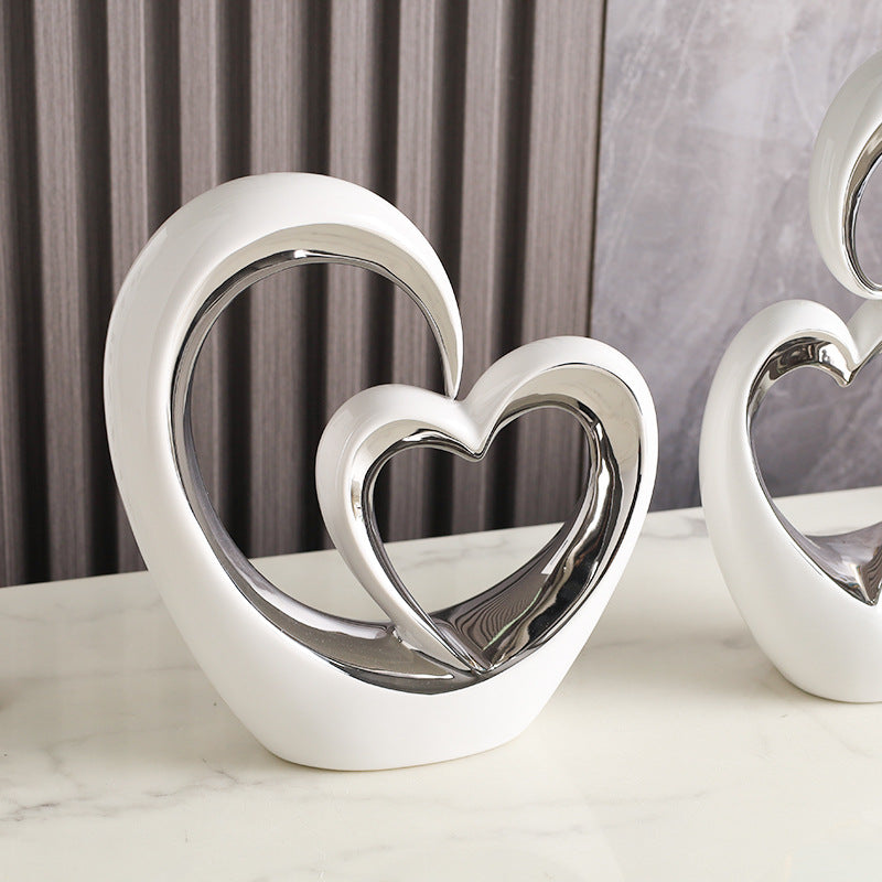 Modern Creative Heart-to-Heart Ornament for Home Living Room, Entryway, Wine Cabinet, Bedroom, TV Cabinet Decoration